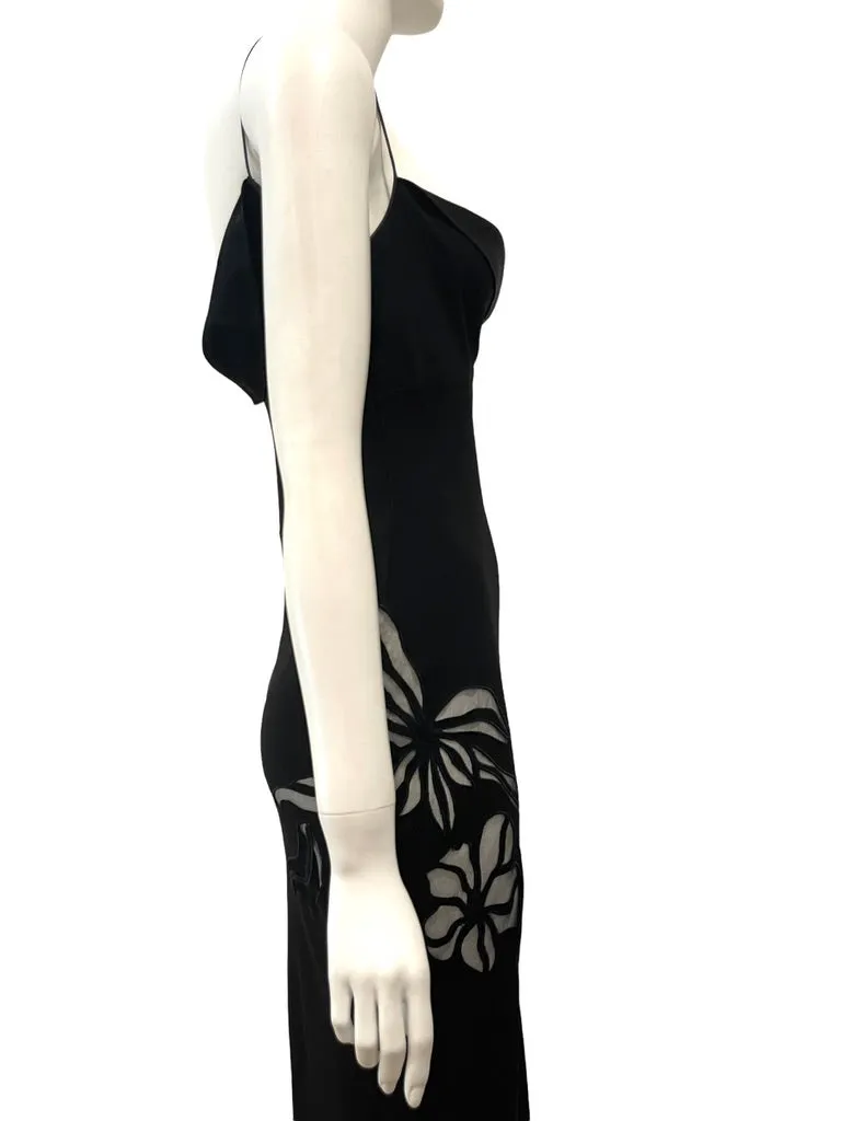 F/W 2000 John Galliano Silk Dress with Floral Sheer Panels
