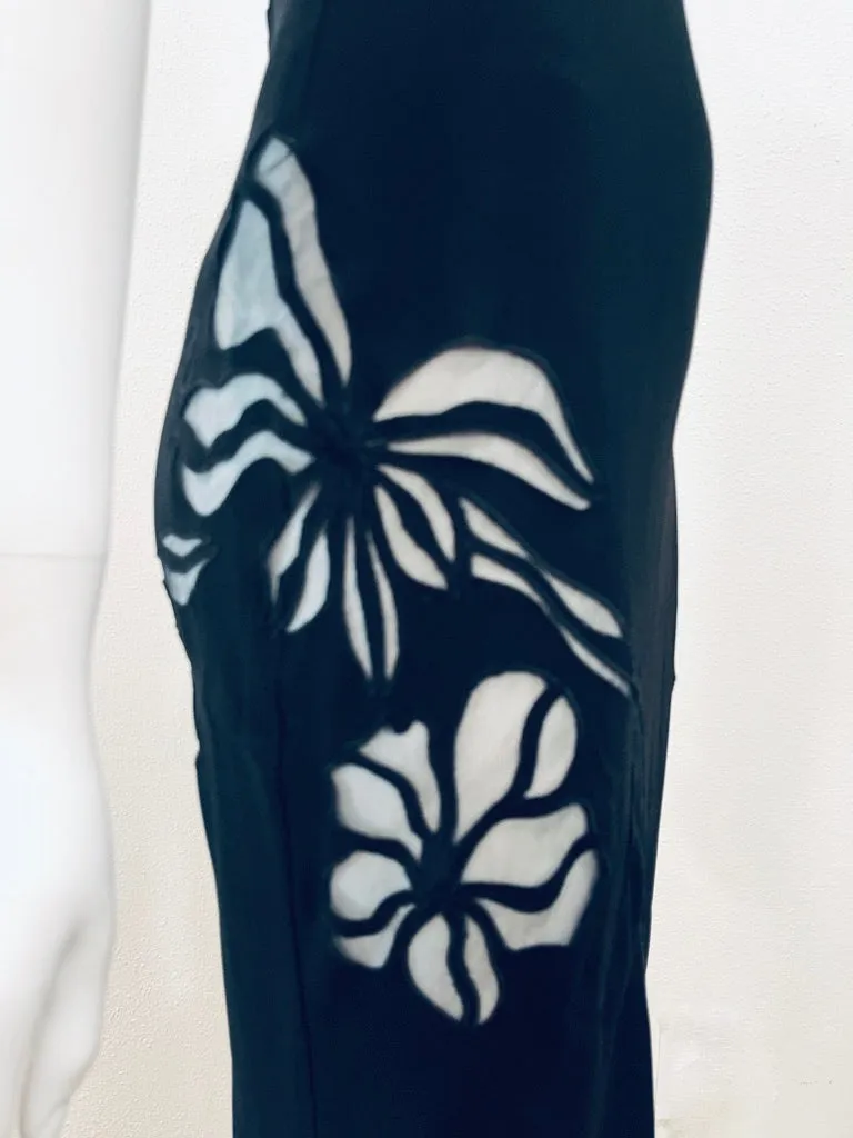 F/W 2000 John Galliano Silk Dress with Floral Sheer Panels