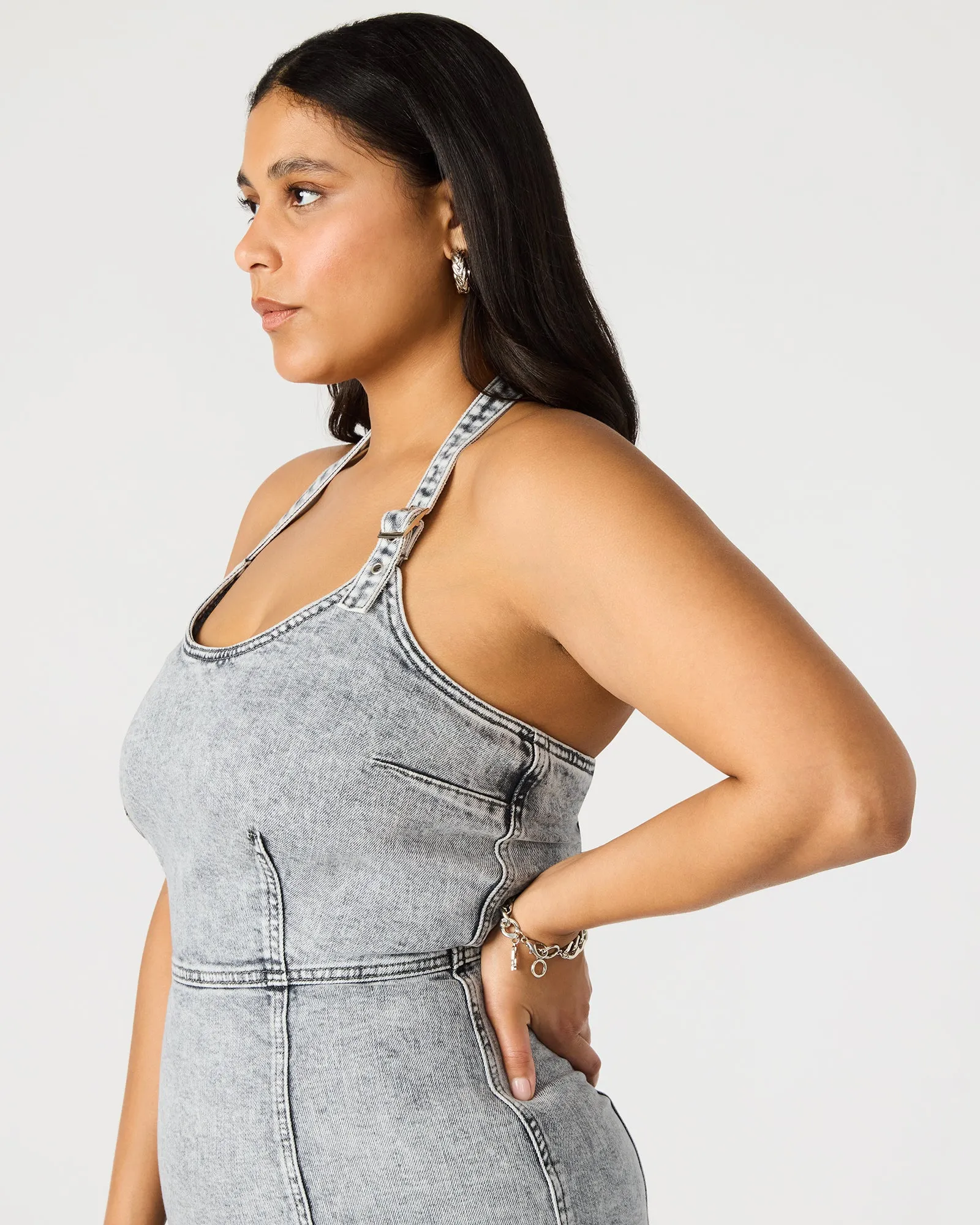 GIA DENIM DRESS LIGHT GREY