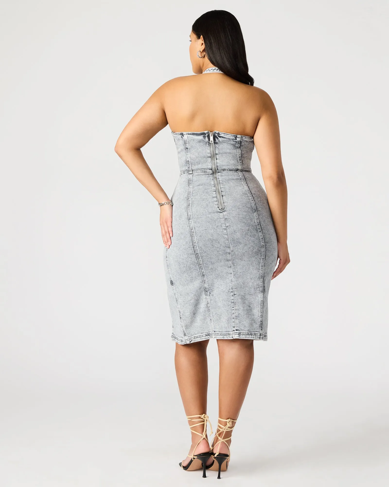 GIA DENIM DRESS LIGHT GREY