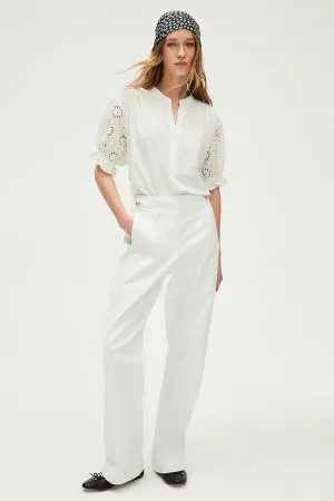 GIANINA EMBROIDERED SLEEVES COTTON T-SHIRT