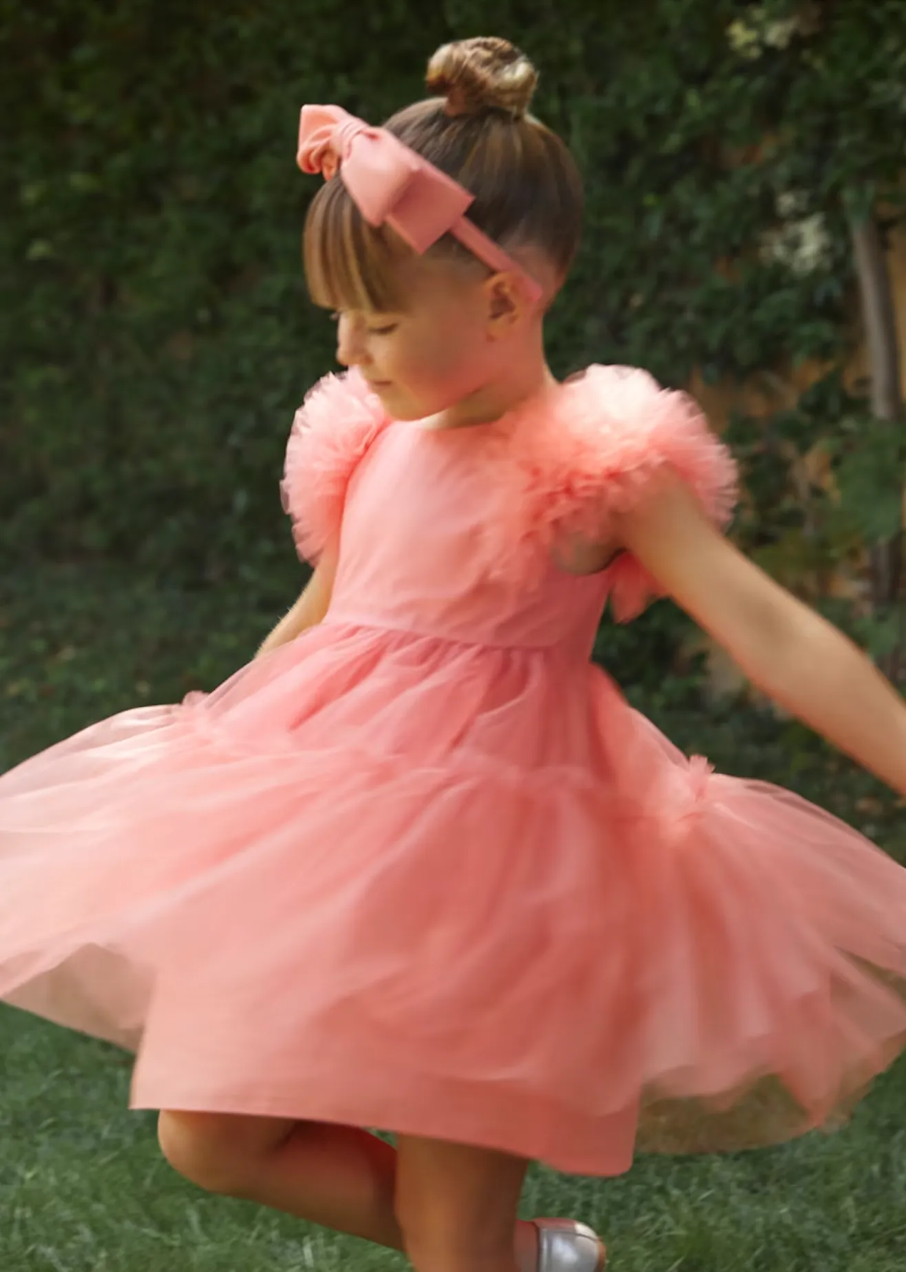 Girl Tulle Dress - Salmon