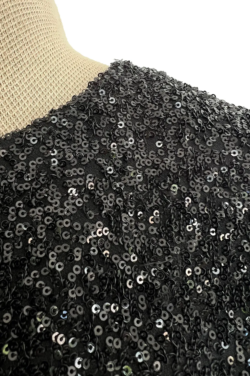 Glamourous 2014 Christian Dior by Raf Simons Densely Covered Black Sequin Dress w Pink Lining