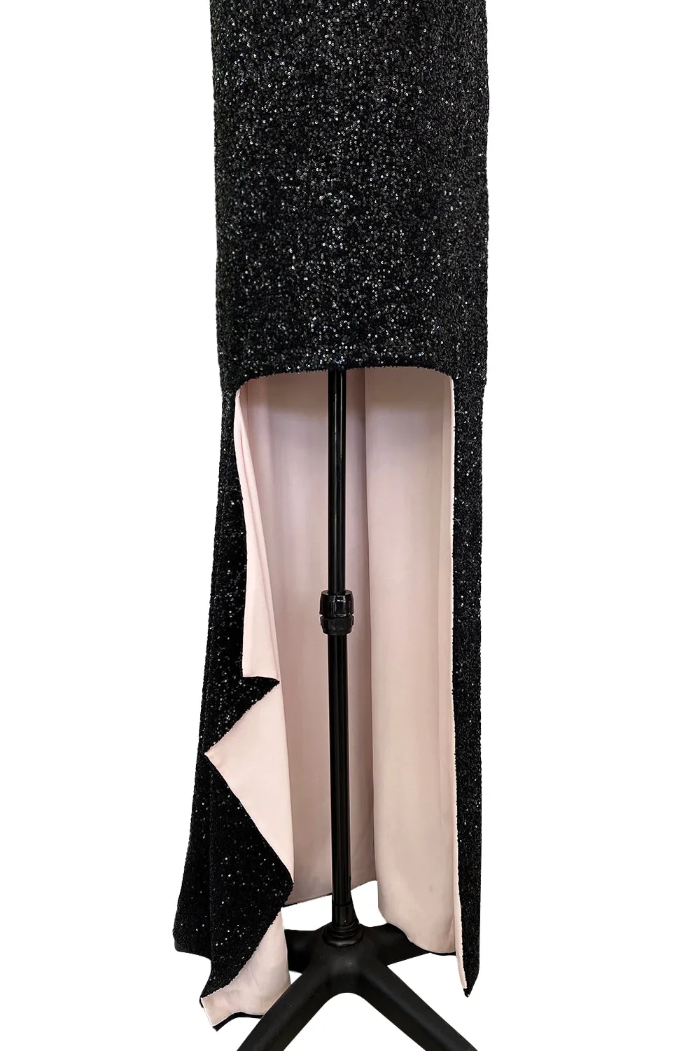 Glamourous 2014 Christian Dior by Raf Simons Densely Covered Black Sequin Dress w Pink Lining