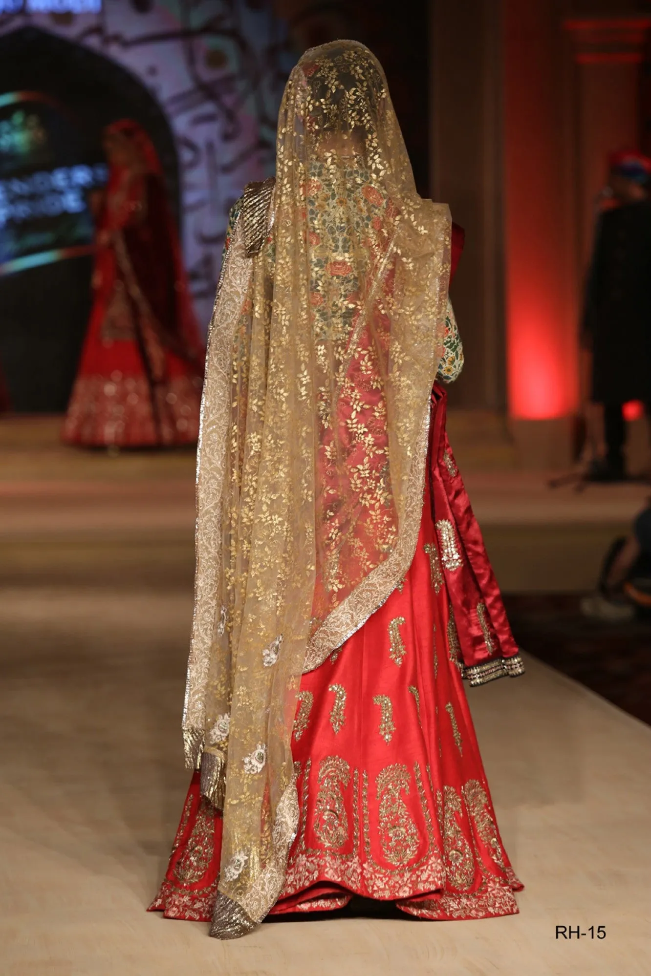 Gold and red lehenga choli