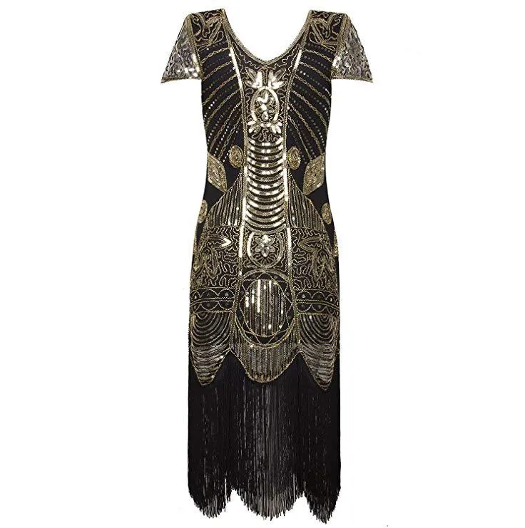 Gold Sequin Flapper Dress Great Gatsby 1920s Women's Clothing