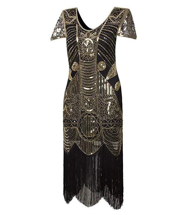 Gold Sequin Flapper Dress Great Gatsby 1920s Women's Clothing