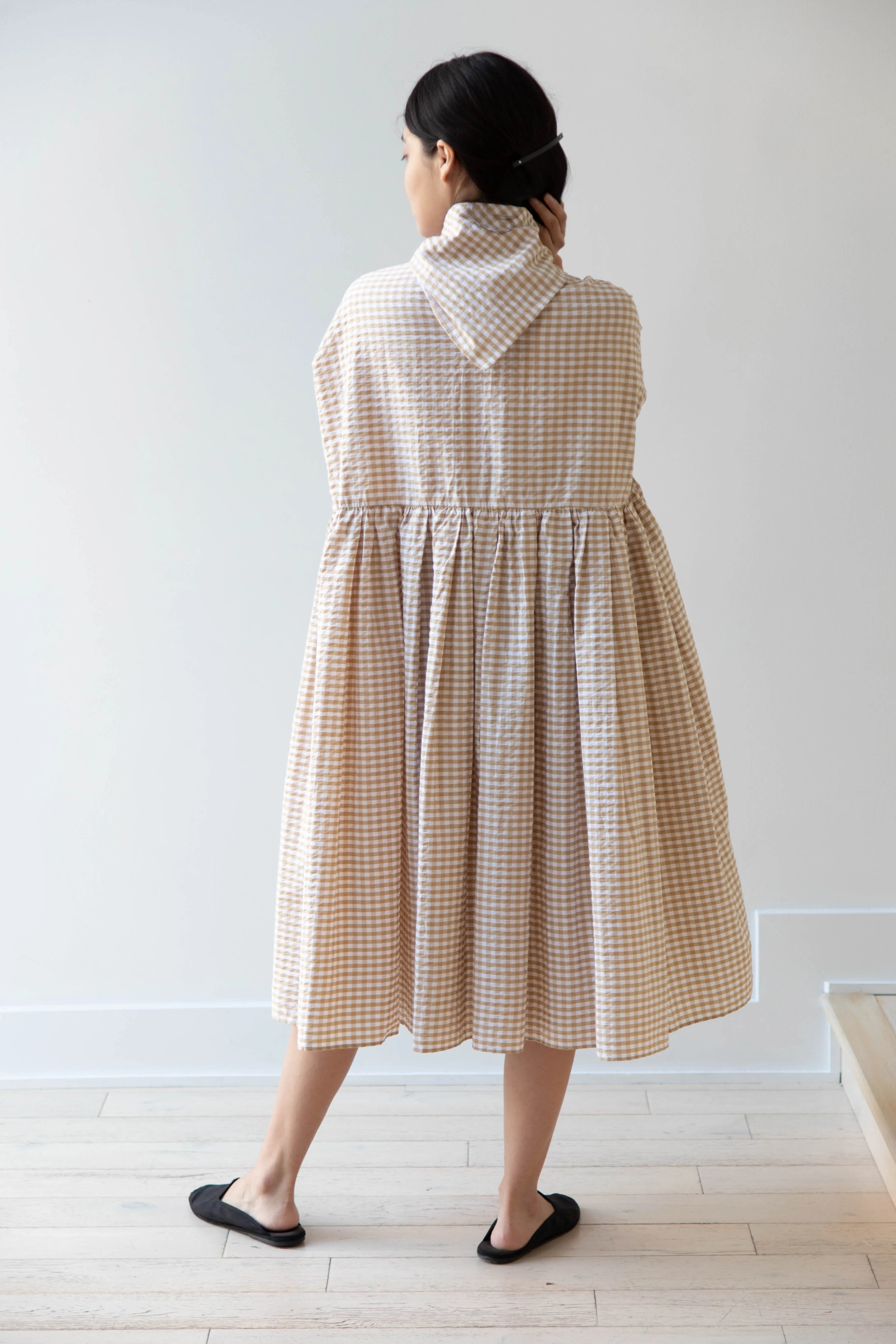 Gram | Ripple Gingham Gather Dress in Ochre