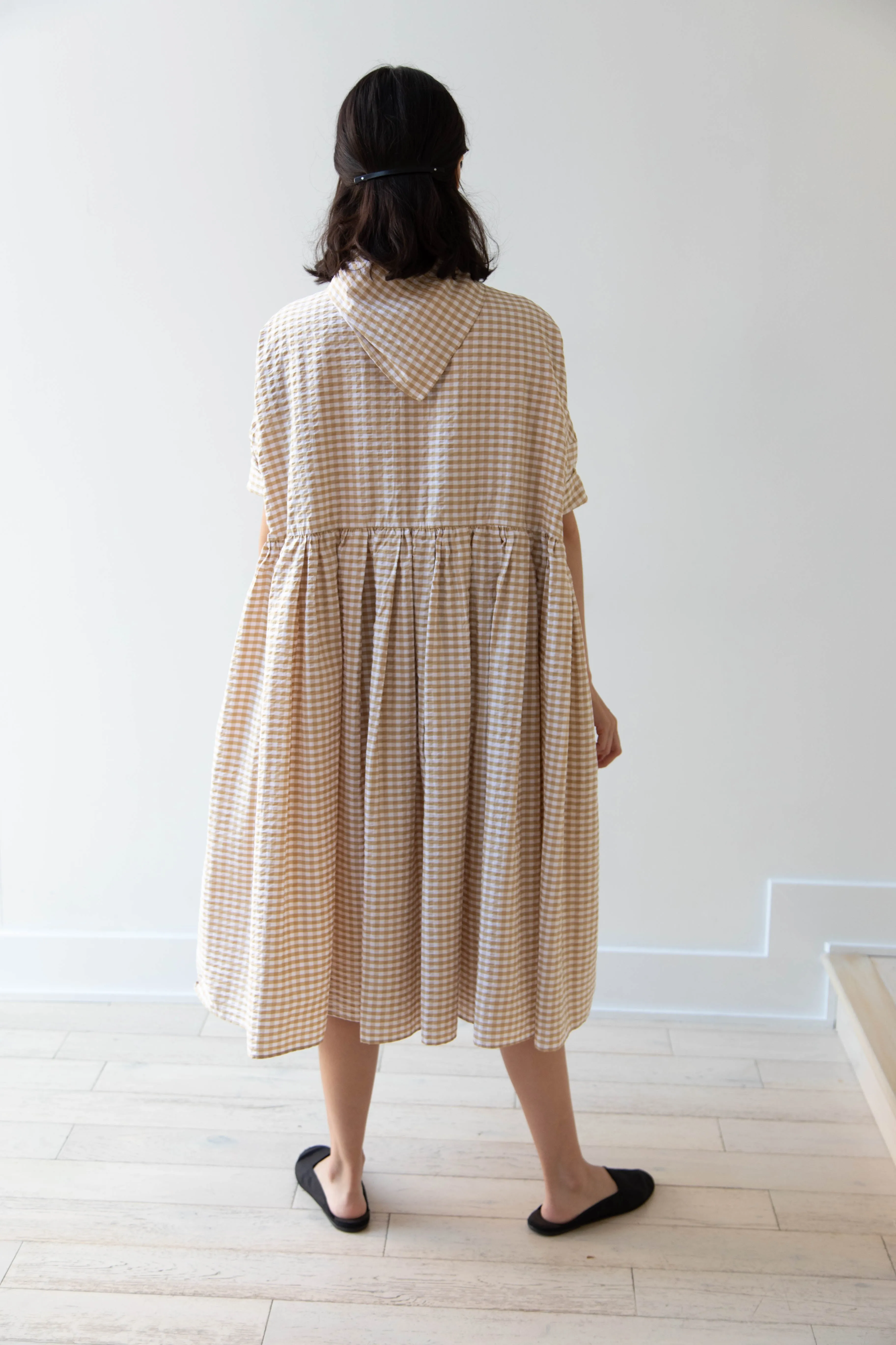 Gram | Ripple Gingham Gather Dress in Ochre