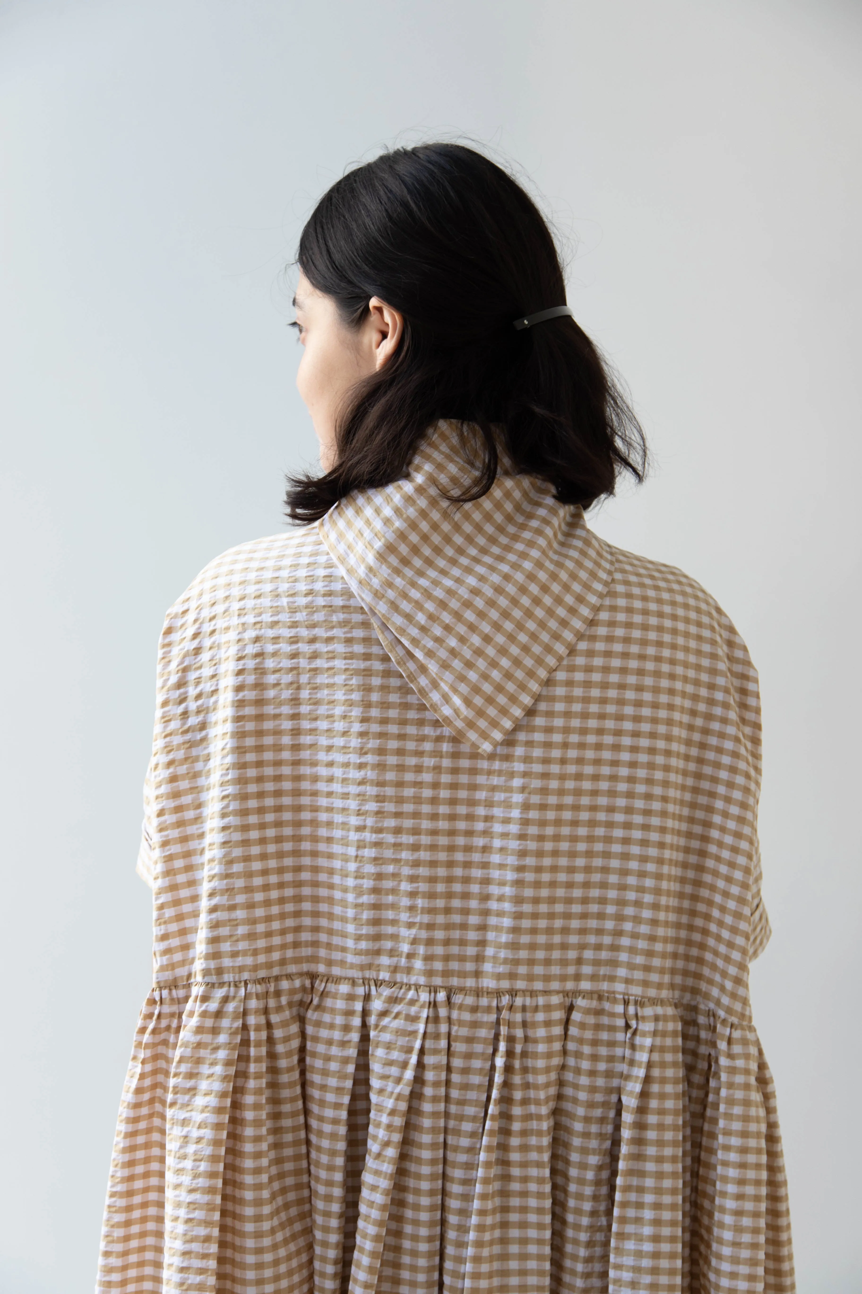 Gram | Ripple Gingham Gather Dress in Ochre