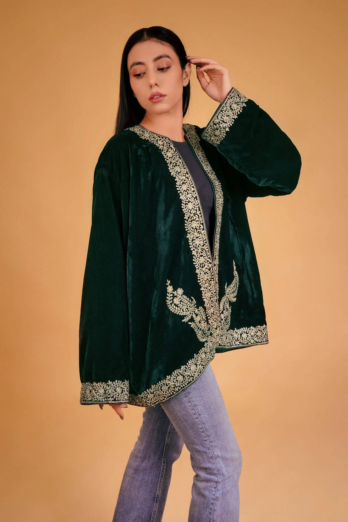 Green Poncho Intricate Paisley Anniversary sale Trim Bottle Functional