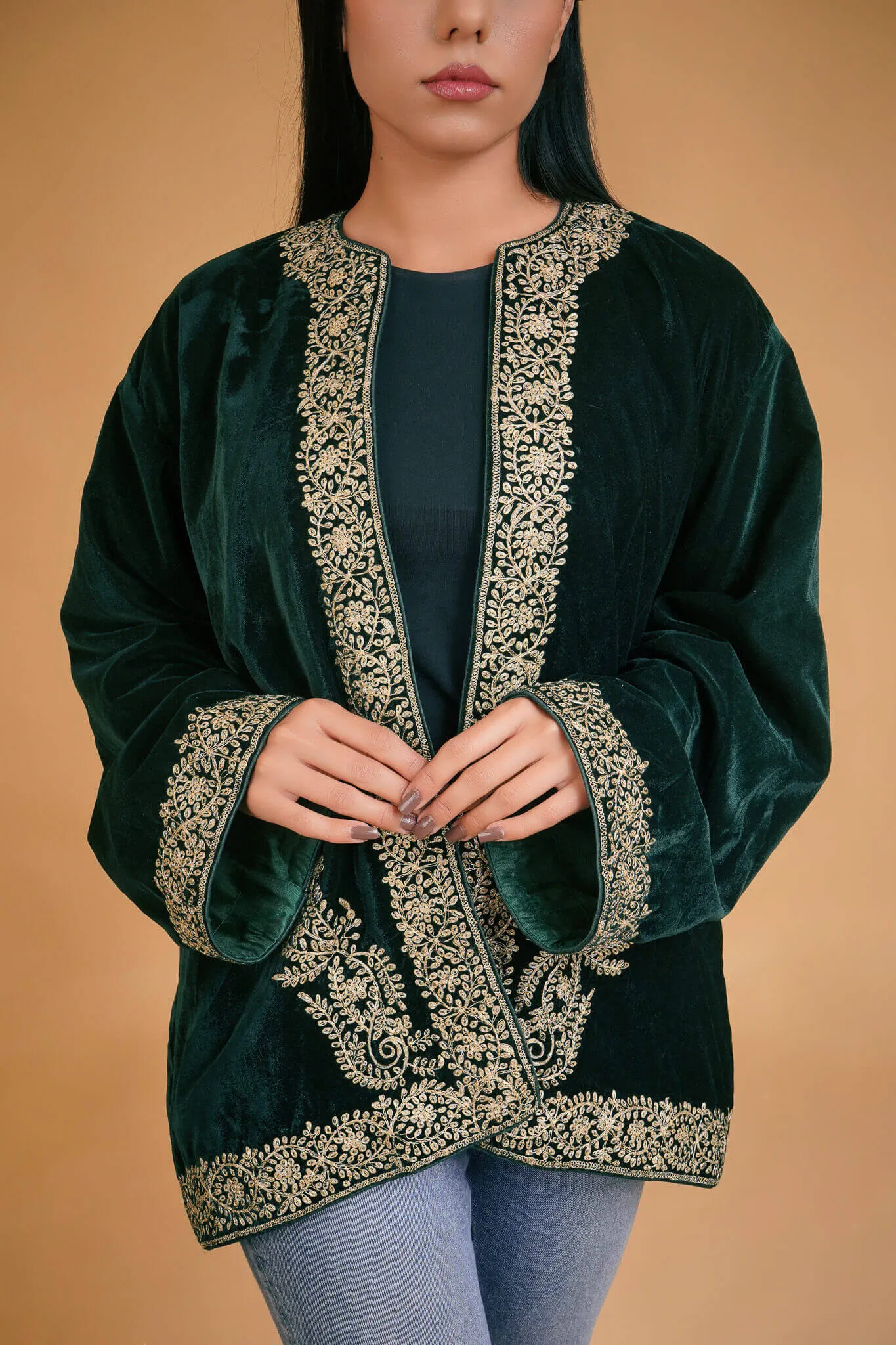 Green Poncho Intricate Paisley Anniversary sale Trim Bottle Functional
