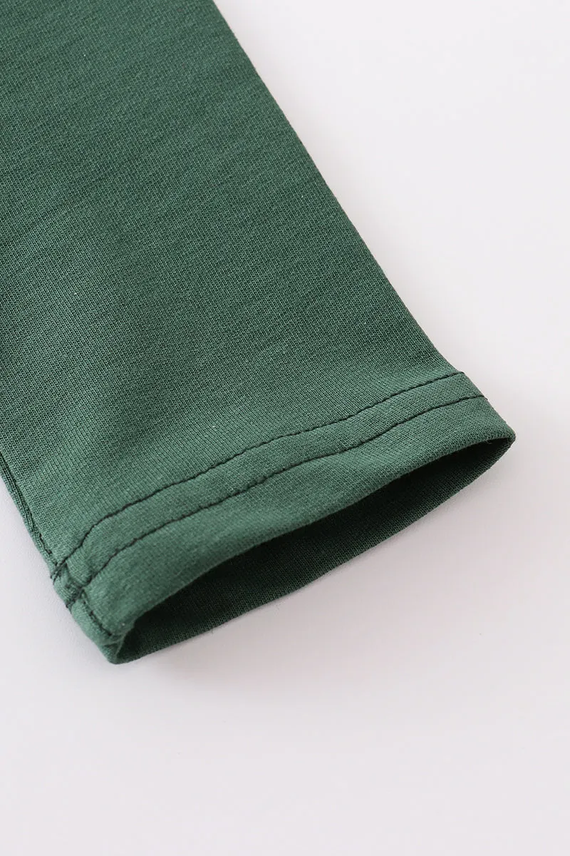 Green ruffle button down dress