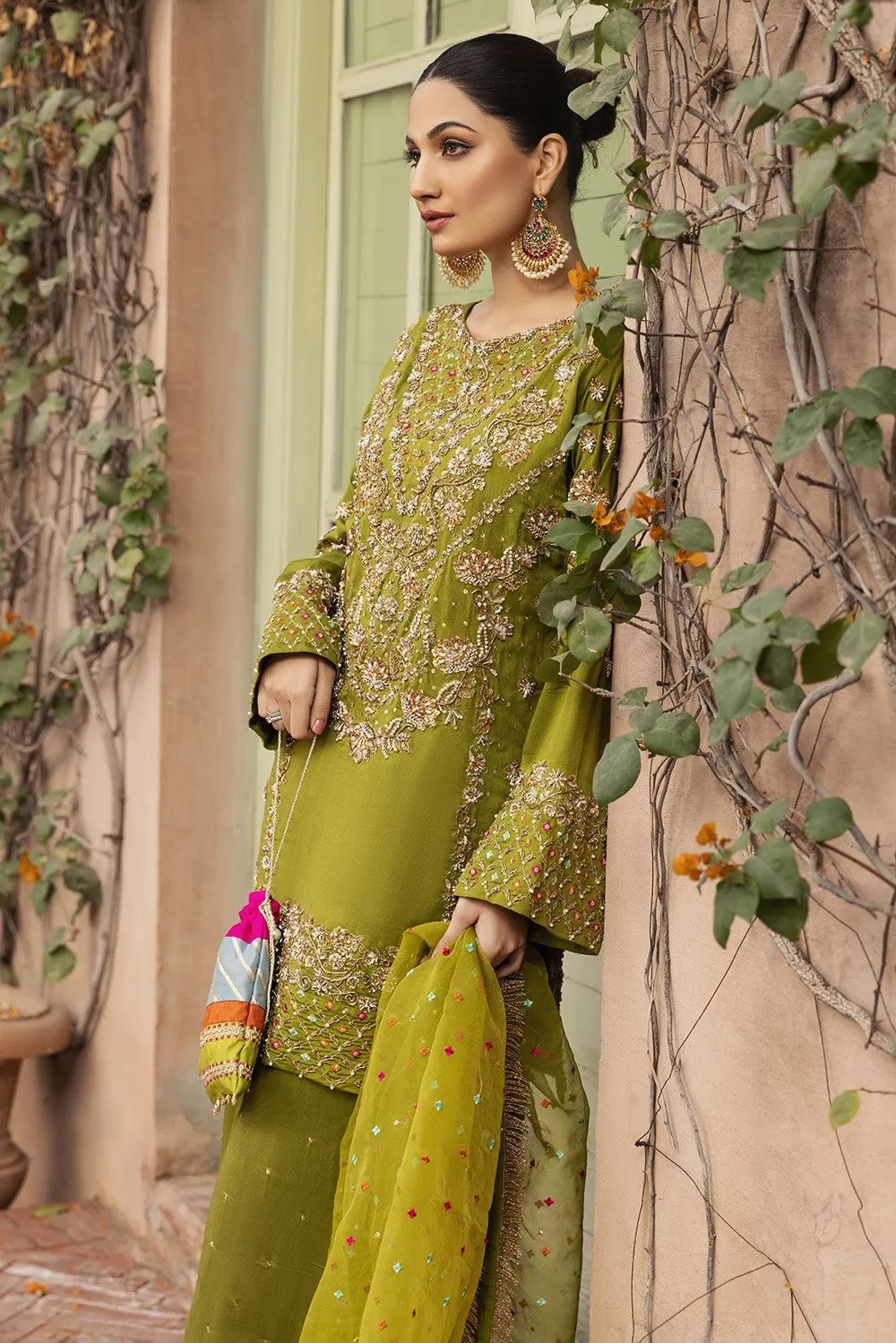Green Sharara Salwar Kameez Pakistani Wedding Dresses