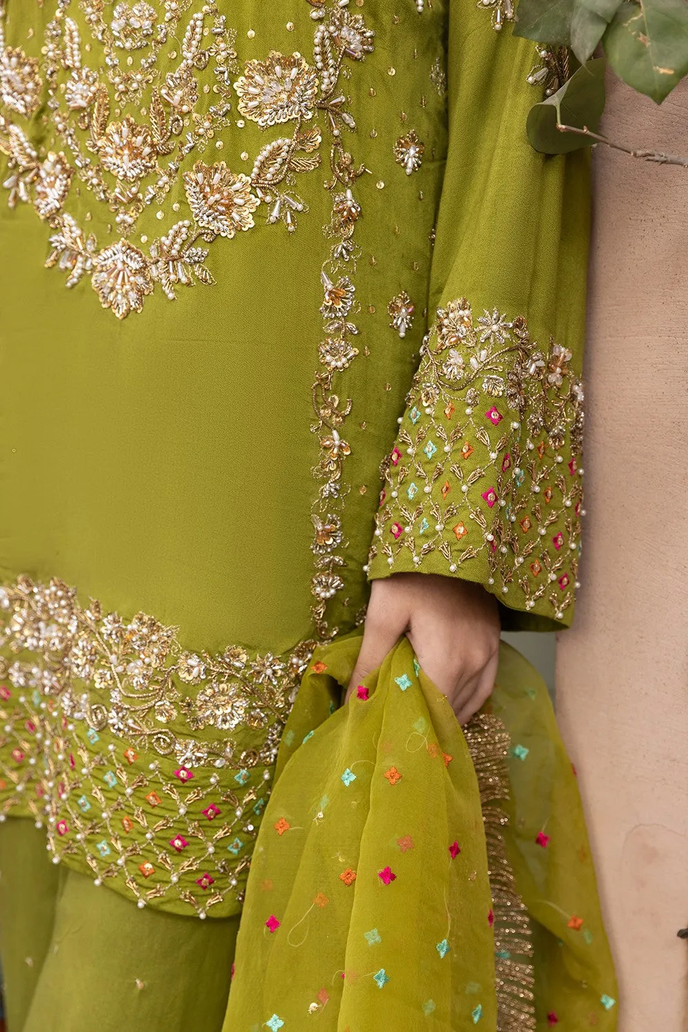 Green Sharara Salwar Kameez Pakistani Wedding Dresses