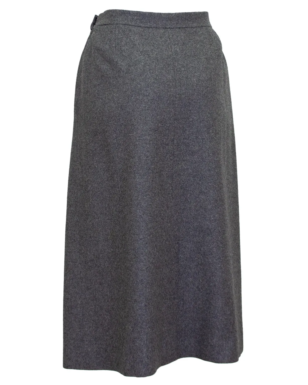 Grey Wool Skirt with Leather Detail