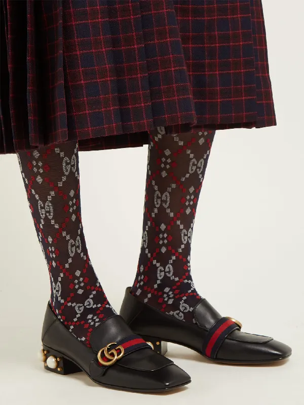 Gucci GG Jacquard Mesh Socks in Navy