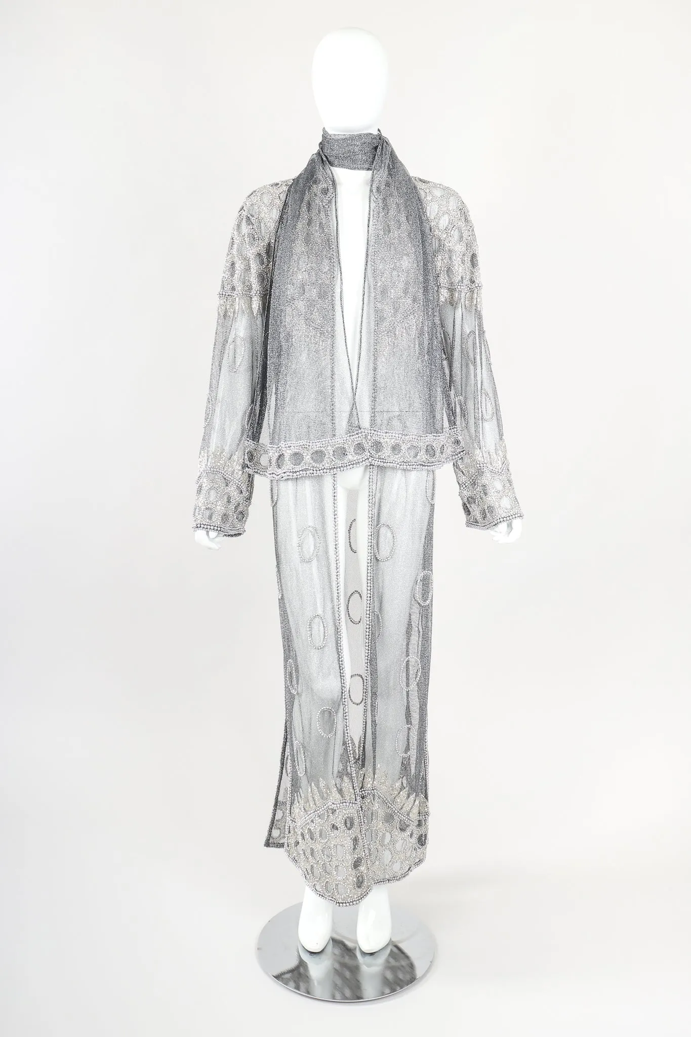 Gunmetal Sheer Beaded Duster & Sash