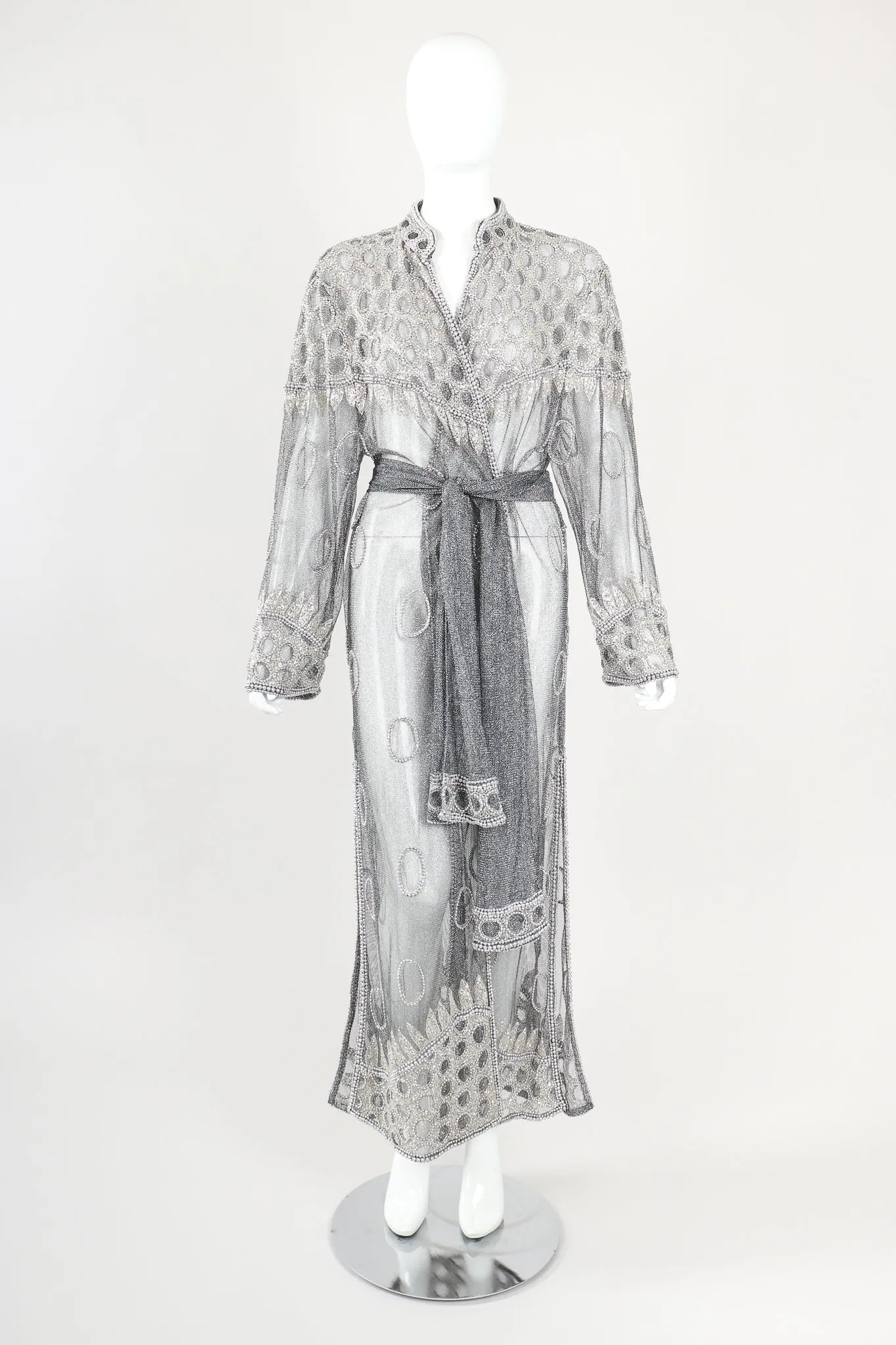 Gunmetal Sheer Beaded Duster & Sash