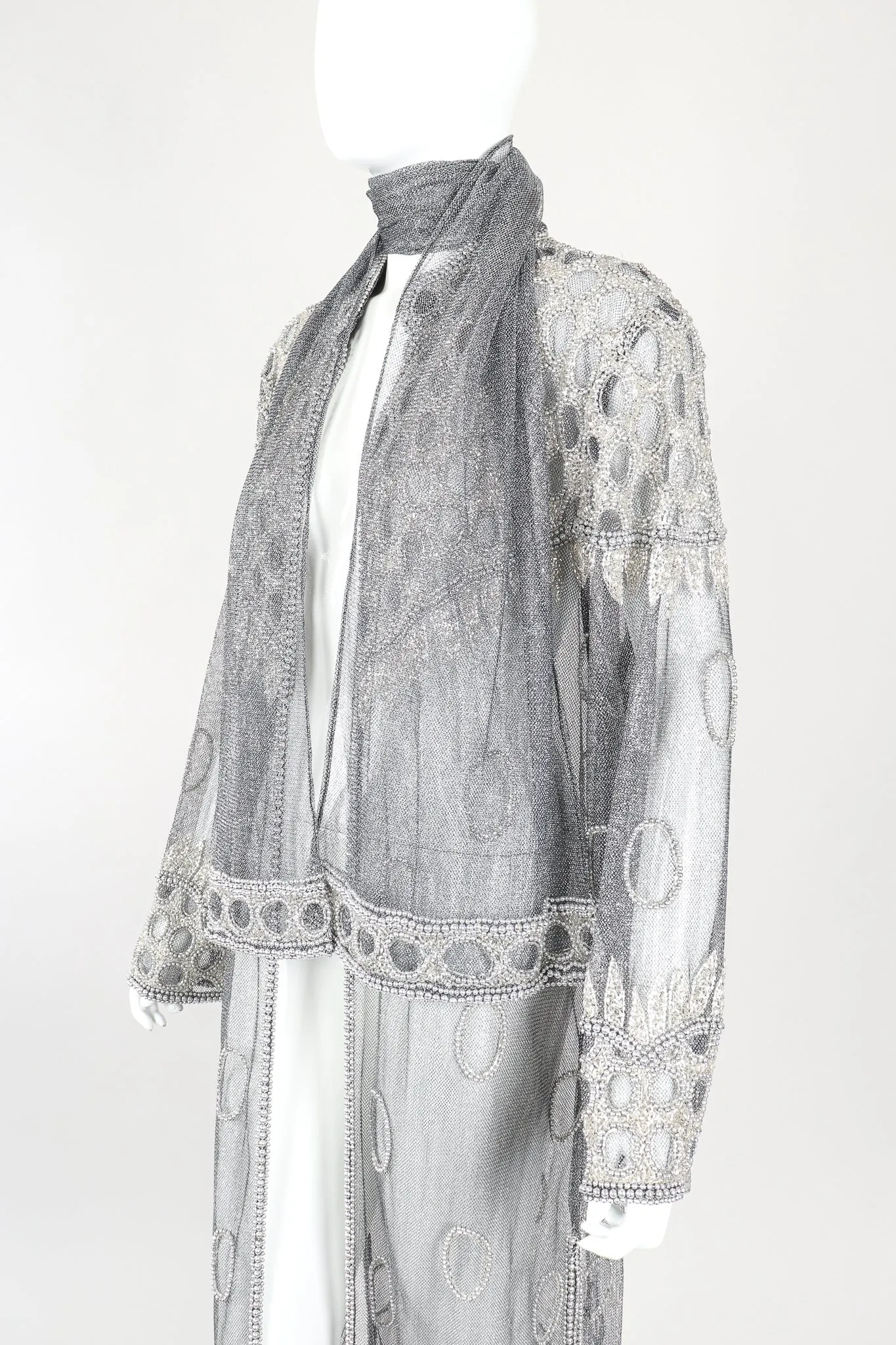 Gunmetal Sheer Beaded Duster & Sash