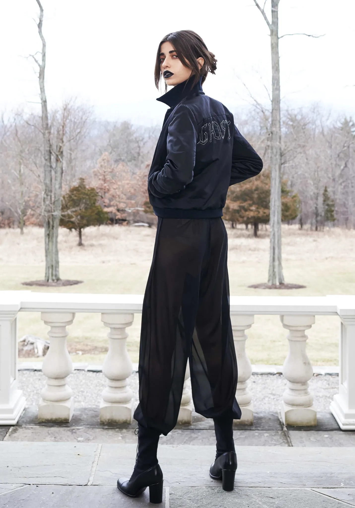 Hand Embroidered GHOST Club Jacket & Sheer Ruche Jumper