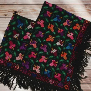 Hand Embroidered Mexican Poncho - Mañanita - Punto de Cruz - Poncho Mexicano