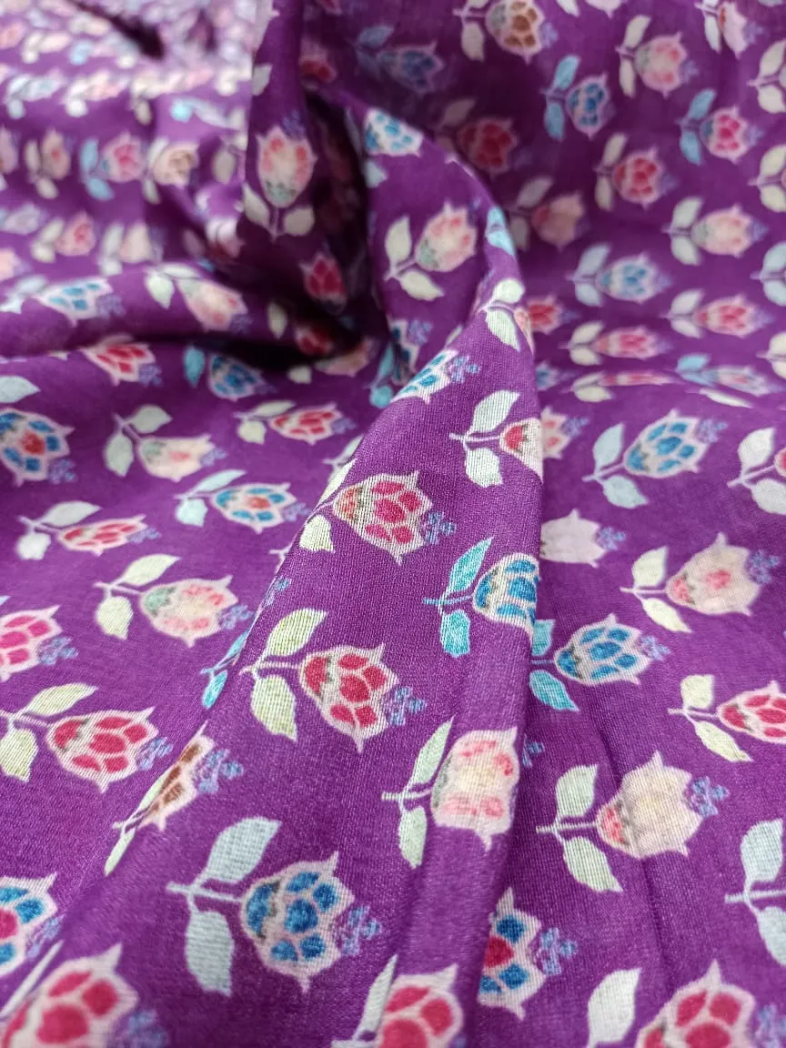 Handloom Pure Silk Soft Chanderi Digital Printed Fabric