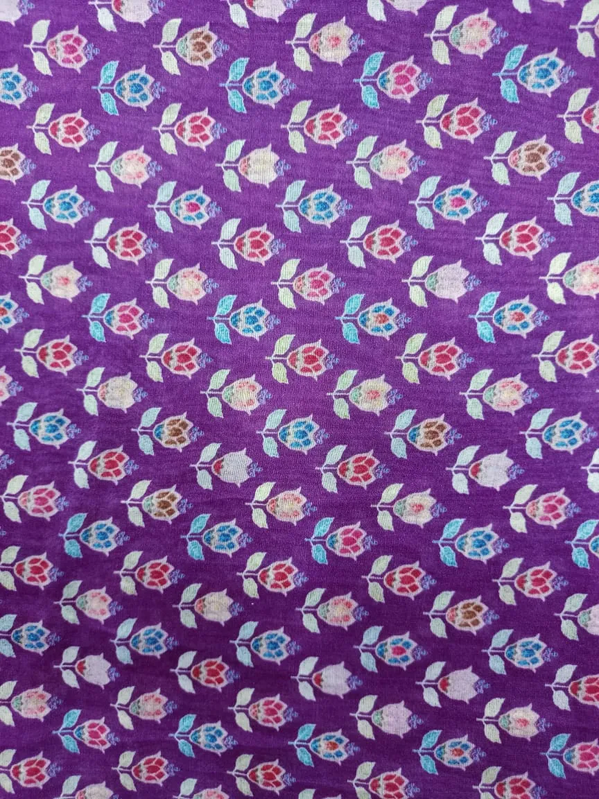 Handloom Pure Silk Soft Chanderi Digital Printed Fabric