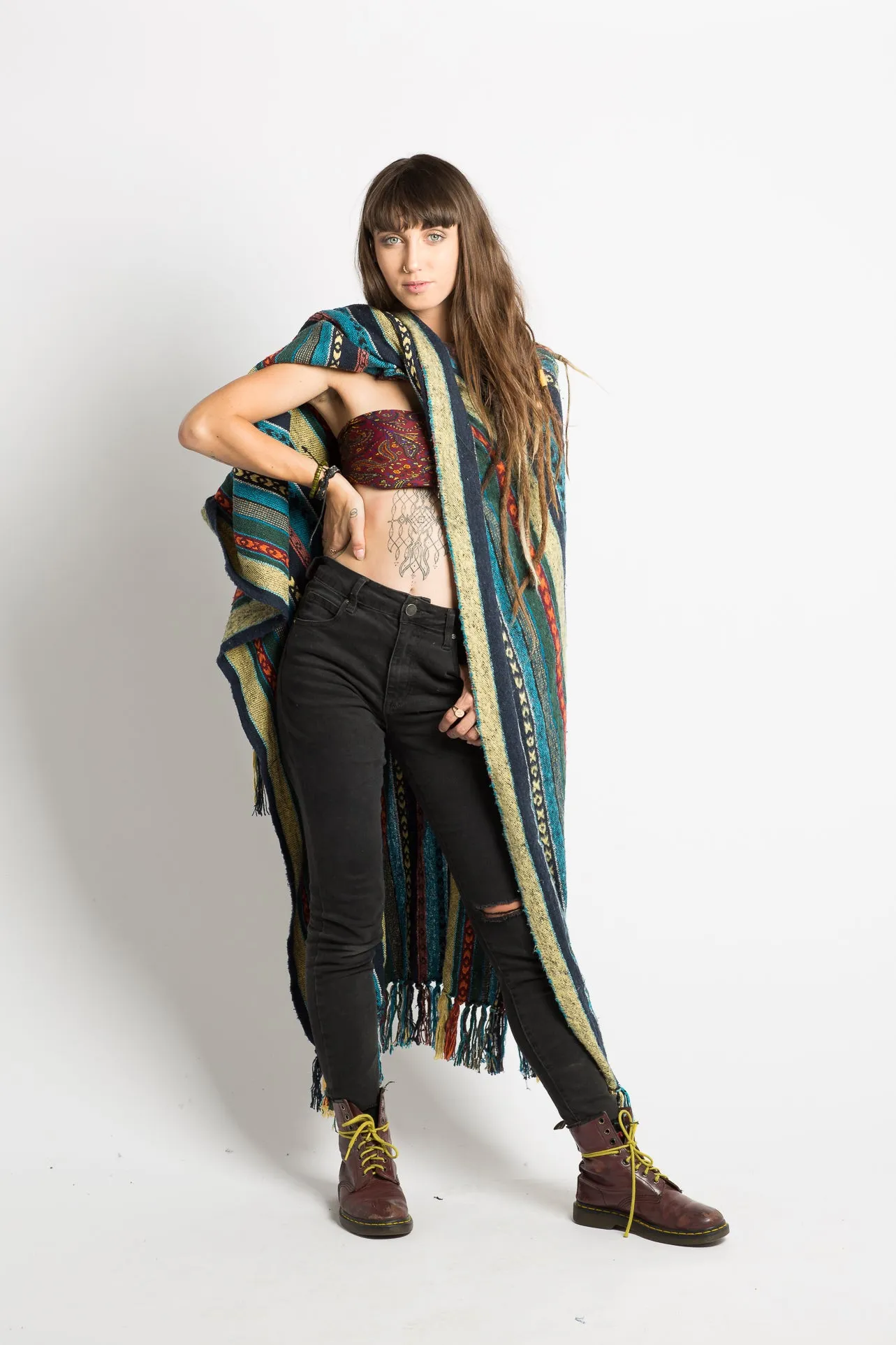 Handmade Blue Nepalese Poncho