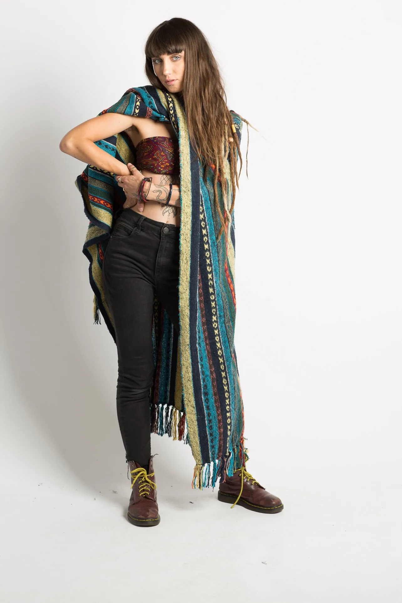 Handmade Blue Nepalese Poncho