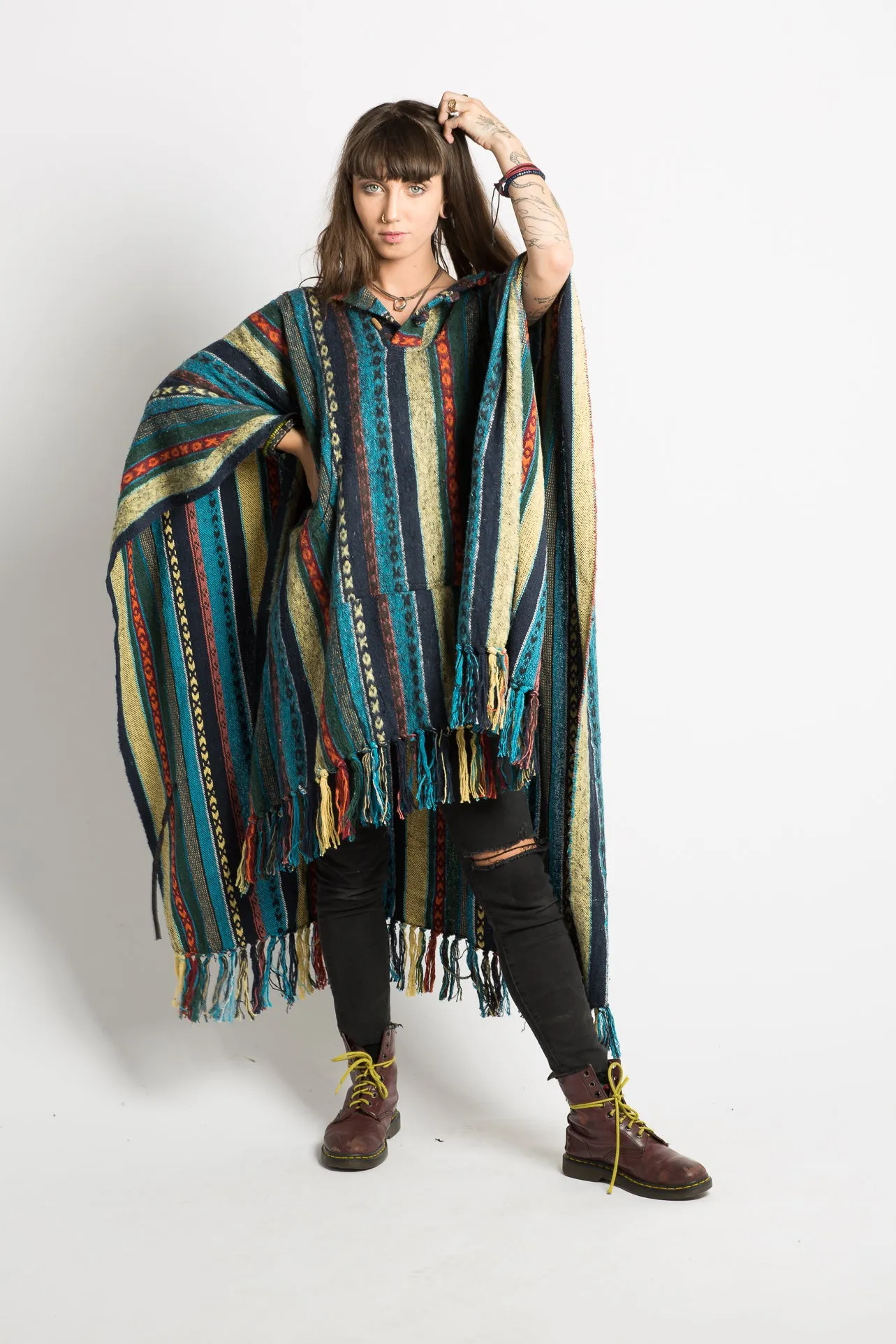 Handmade Blue Nepalese Poncho