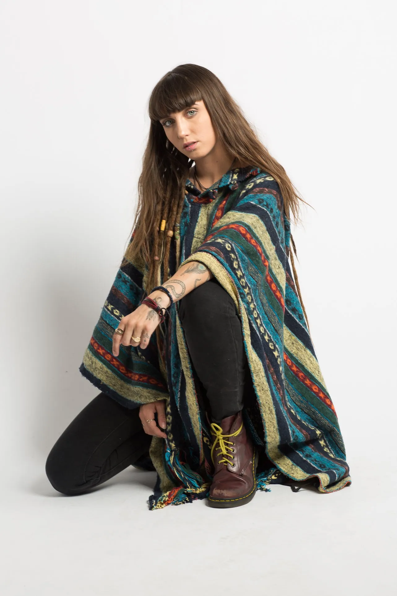 Handmade Blue Nepalese Poncho