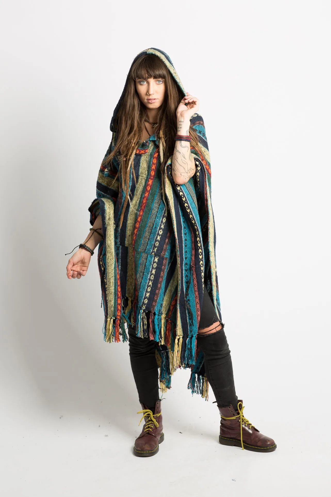Handmade Blue Nepalese Poncho