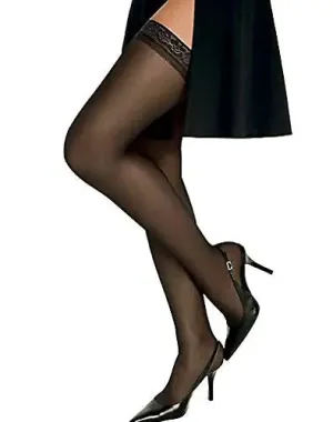 Hanes Women's Silk Reflections Thigh-High Stockings 1 Jet A-B