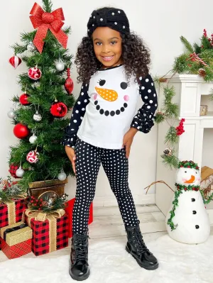 Happy Snowman Polka Dot Raglan Top