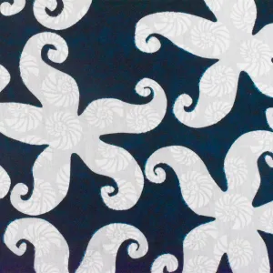 Harbor Blue-White Sea Star Printed Cotton Gauze Woven Fabric