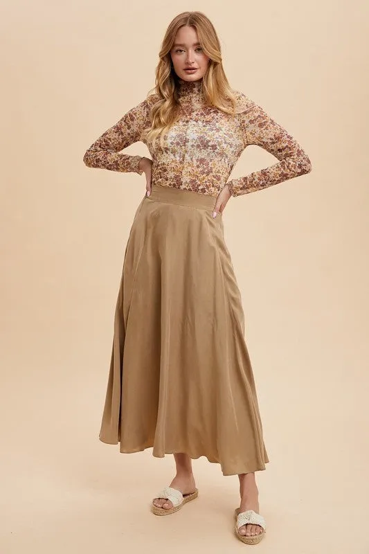 Hazel Blues® |  Annie Wear Floral Lettuce Hem Sheer Mesh Top