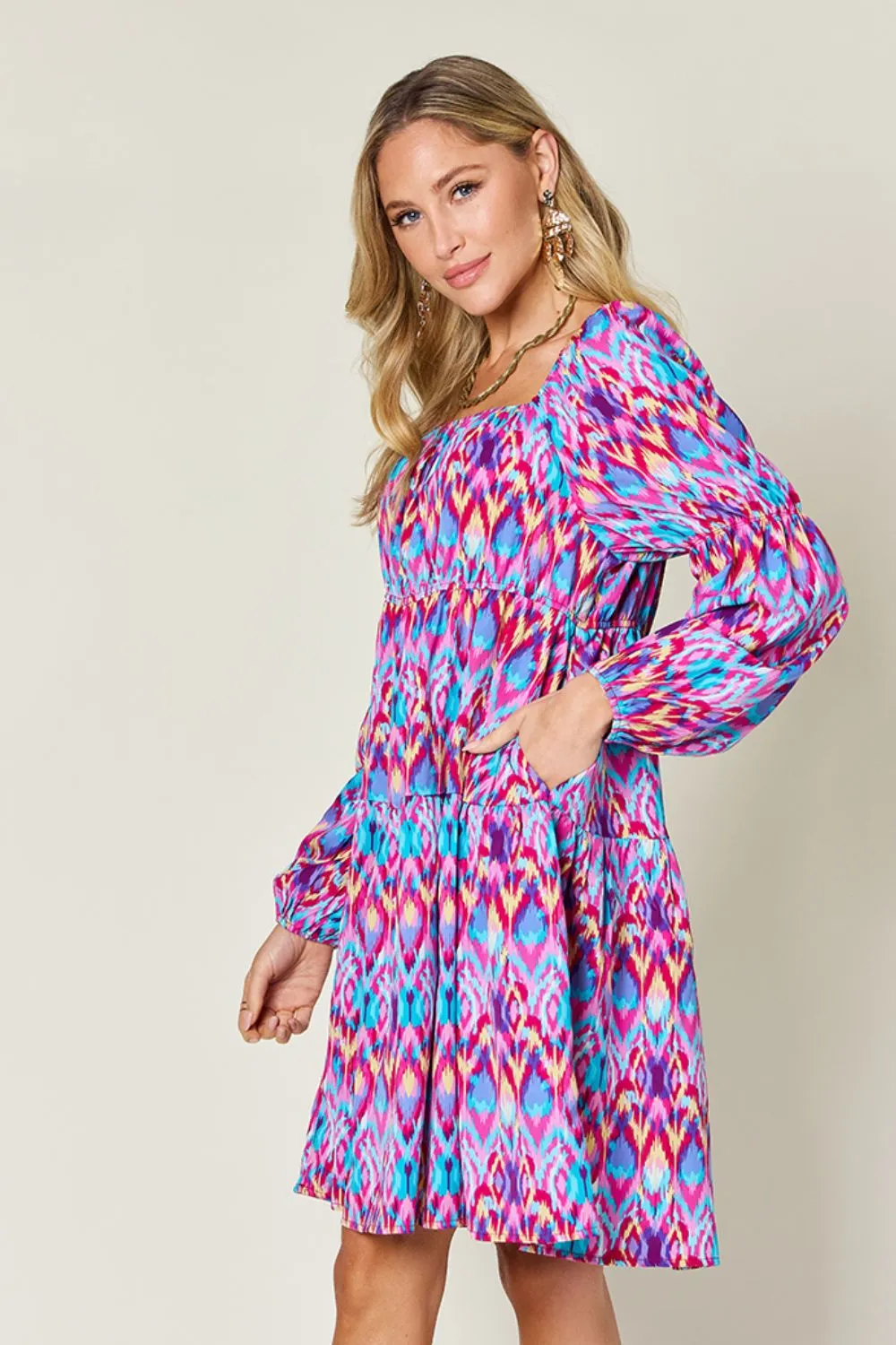 Hazel Blues® |  Double Take Printed Long Sleeve Dress