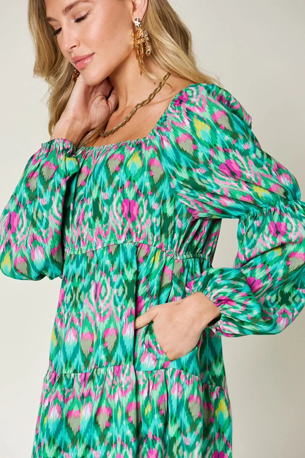 Hazel Blues® |  Double Take Printed Long Sleeve Dress