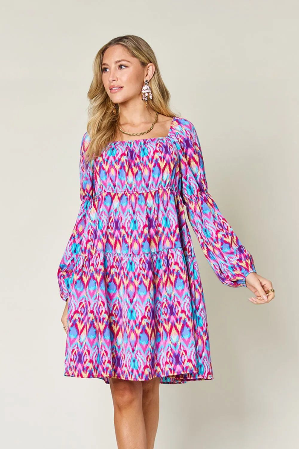 Hazel Blues® |  Double Take Printed Long Sleeve Dress