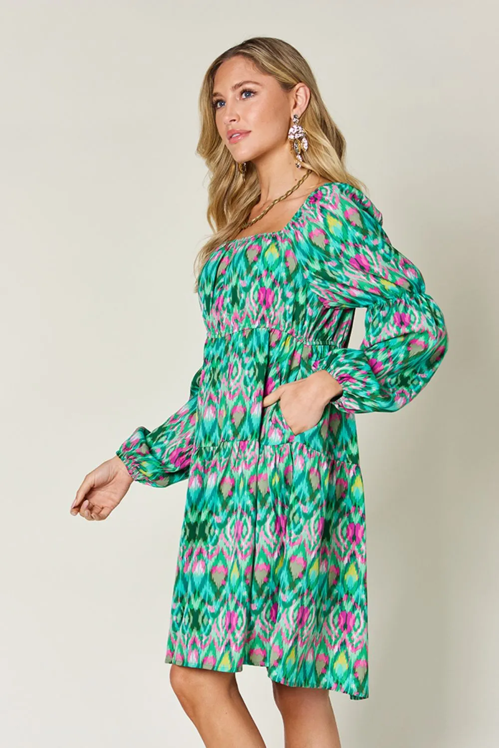 Hazel Blues® |  Double Take Printed Long Sleeve Dress