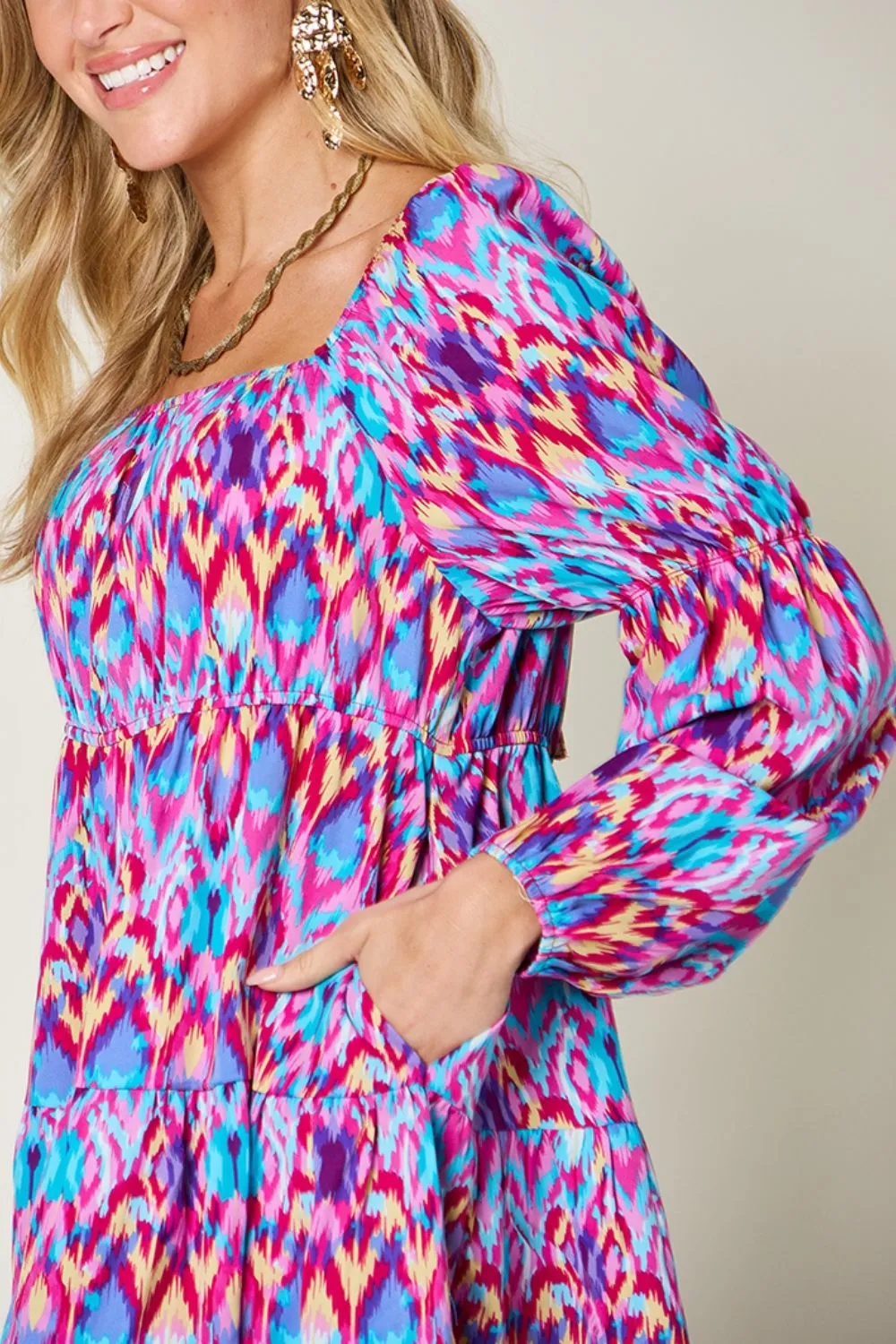 Hazel Blues® |  Double Take Printed Long Sleeve Dress