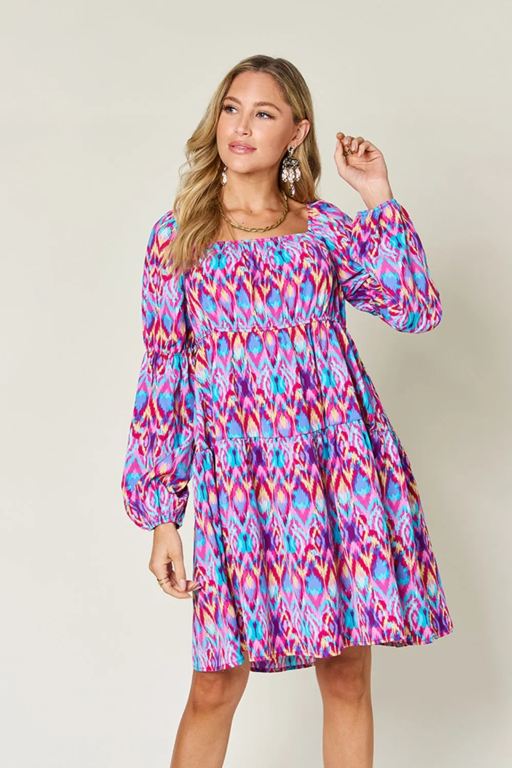 Hazel Blues® |  Double Take Printed Long Sleeve Dress