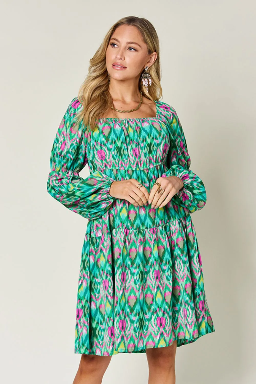 Hazel Blues® |  Double Take Printed Long Sleeve Dress