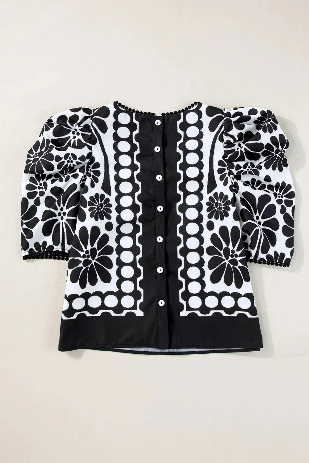 Hazel Blues® |  Printed Round Neck Half Sleeve Blouse