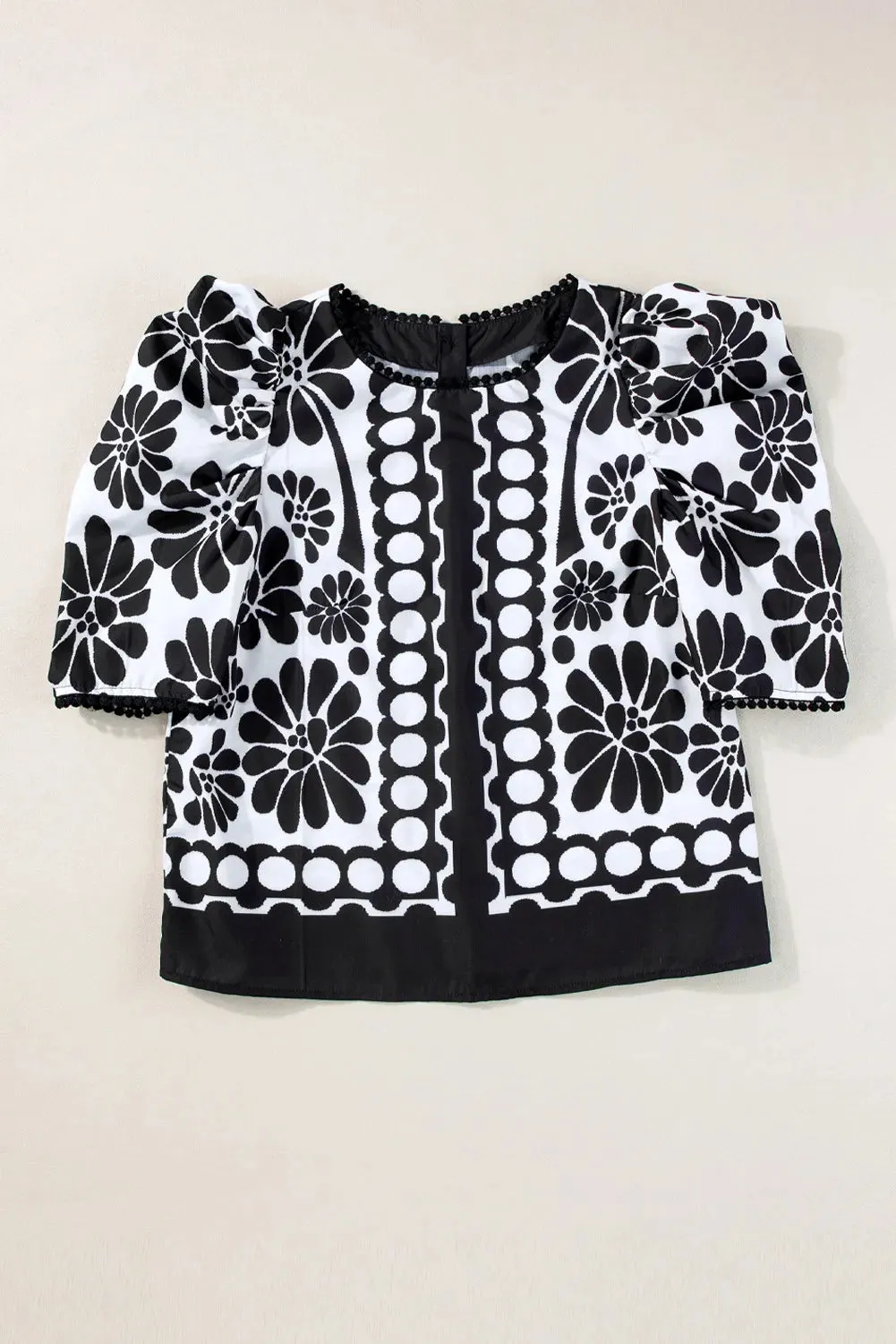 Hazel Blues® |  Printed Round Neck Half Sleeve Blouse