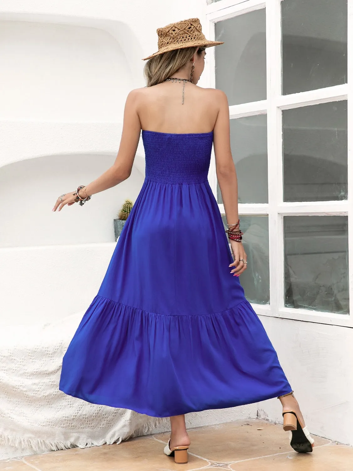Hazel Blues® |  Smocked Printed Tube Midi Dress