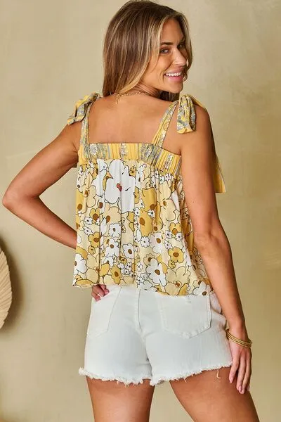 Hazel Blues® |  Tied Printed Square Neck Tank