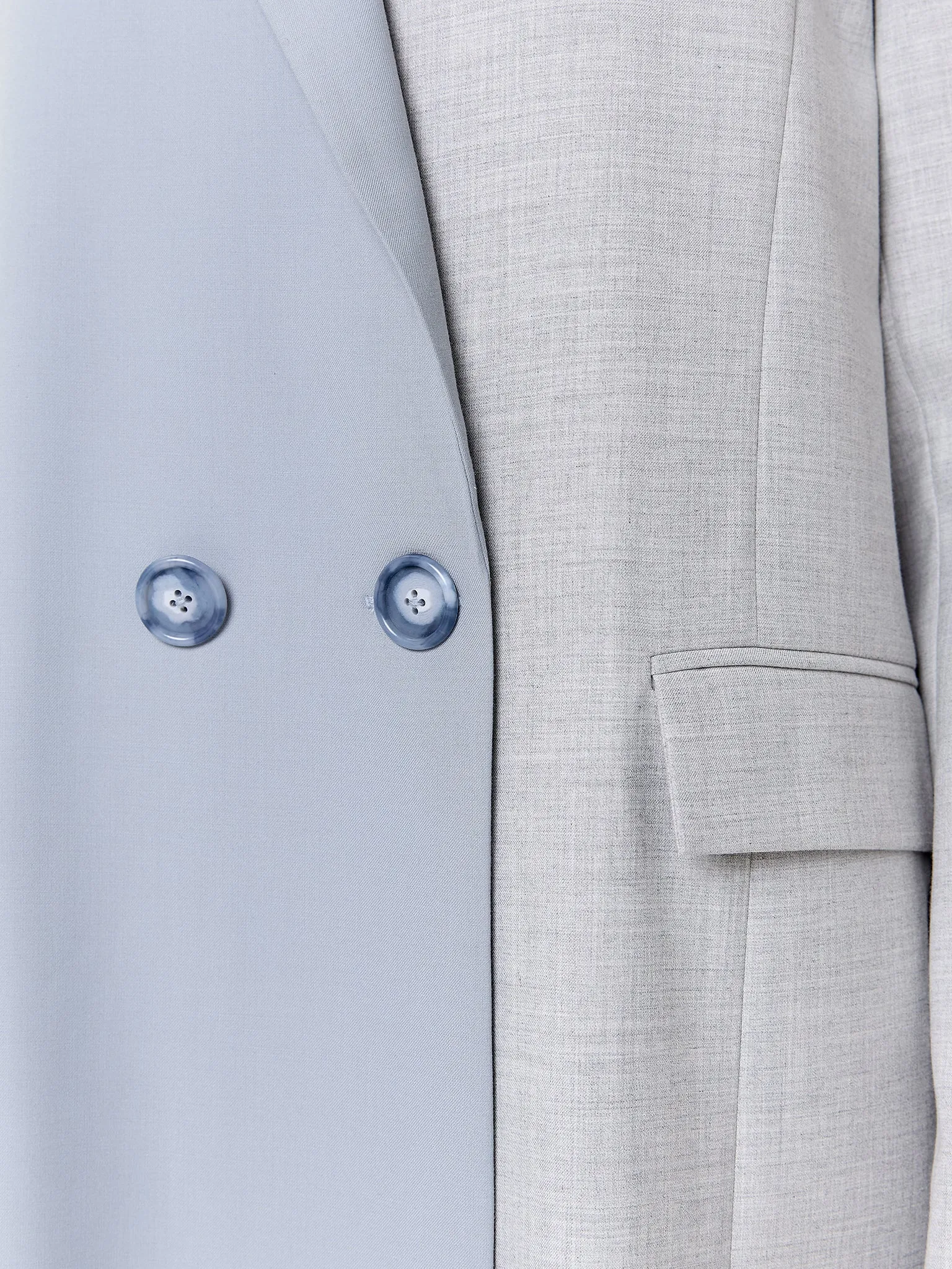 Hend Long Blazer - Gray & Light Blue