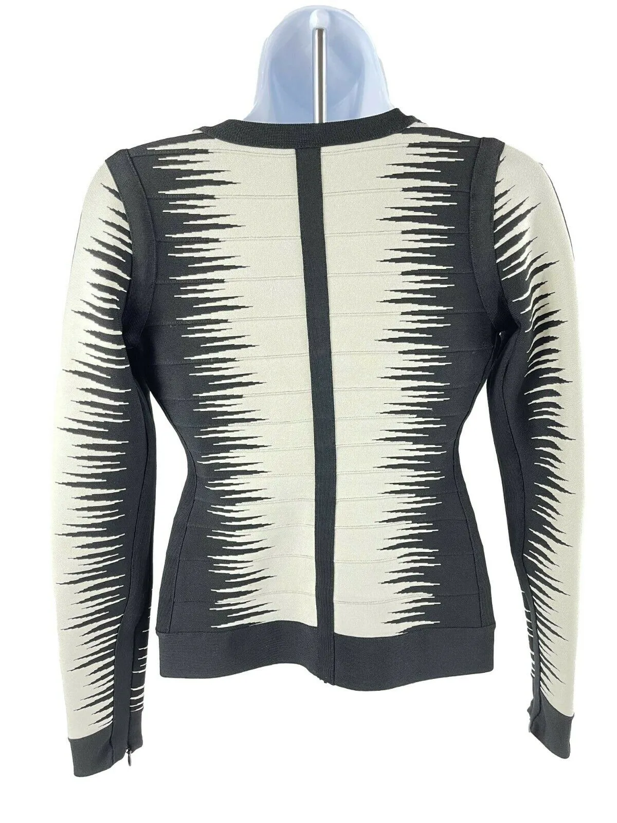 Herve Leger - Britt Ombre Bandage Jacquard Jacket - Black / White - XS